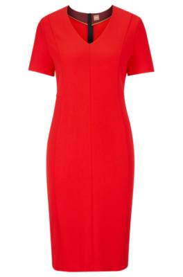 HUGO BOSS V-NECK BUSINESS DRESS WITH SHORT SLEEVES