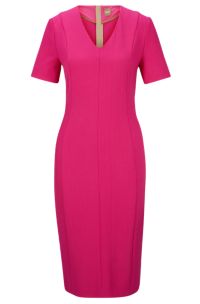 V-neck business dress with short sleeves, Pink