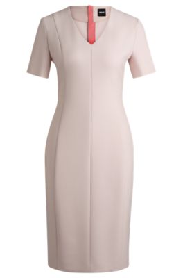 V-neck dress in stretch fabric, light pink