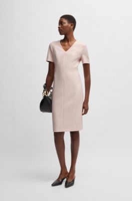 V-neck dress in stretch fabric, light pink