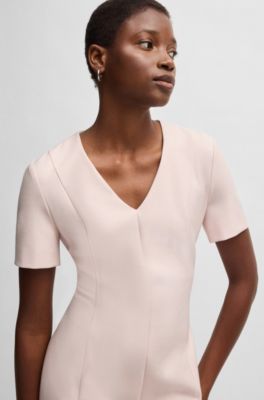 V-neck dress in stretch fabric, light pink
