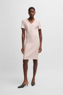 V-neck dress in stretch fabric, light pink