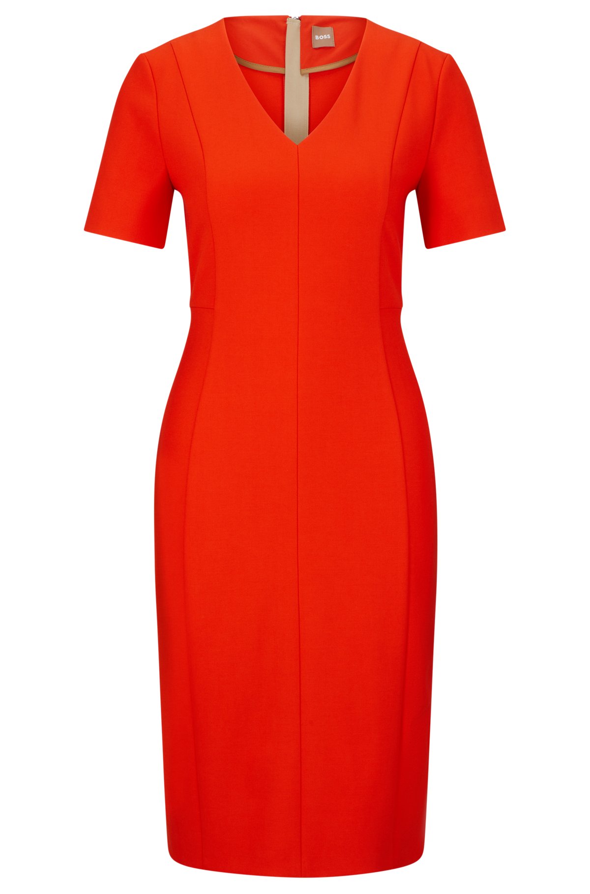 V-neck business dress with short sleeves, Orange