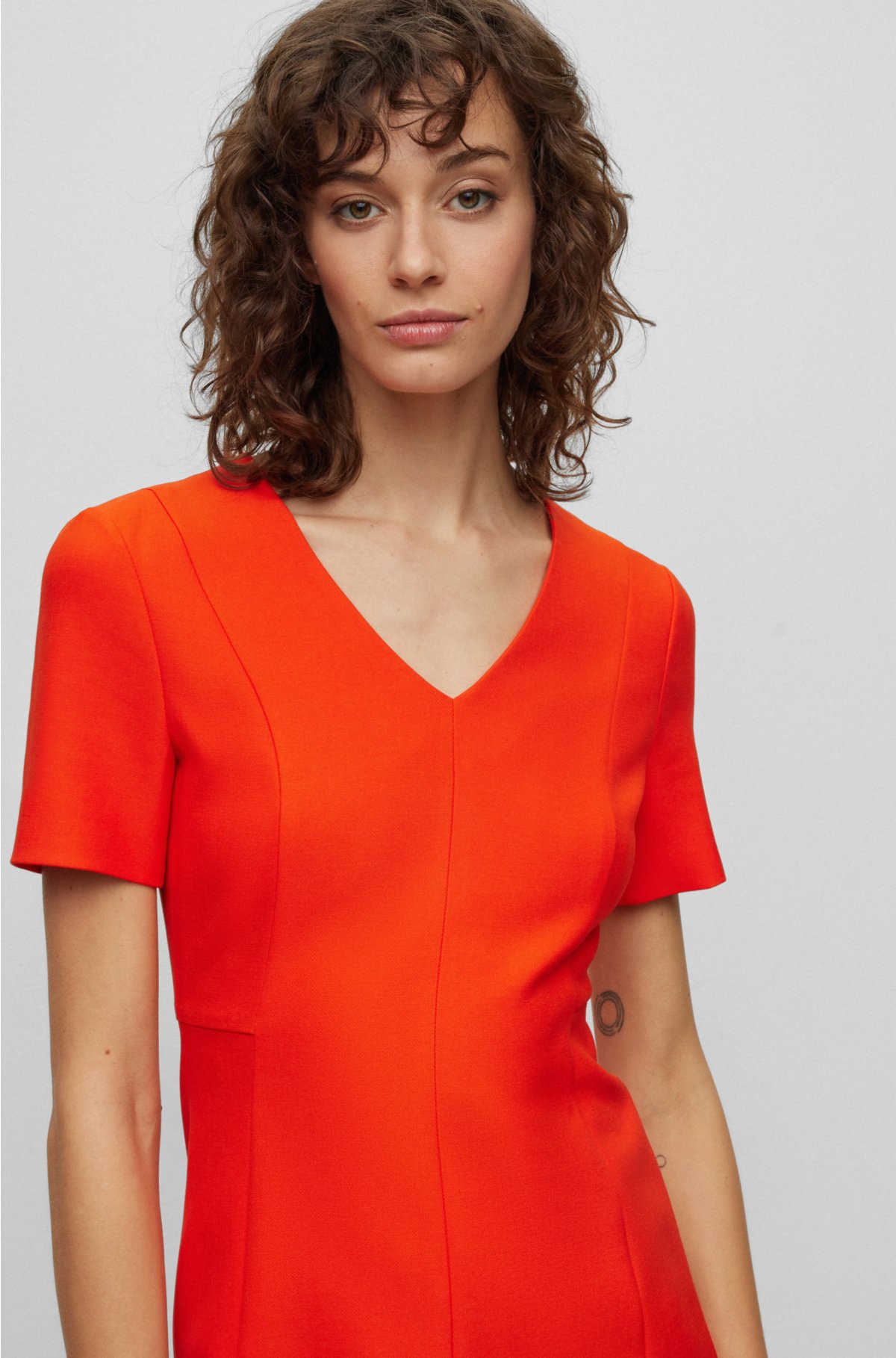 BOSS - Slim-Fit Business-Kleid aus Stretch-Gewebe | Gemusterte Kleider