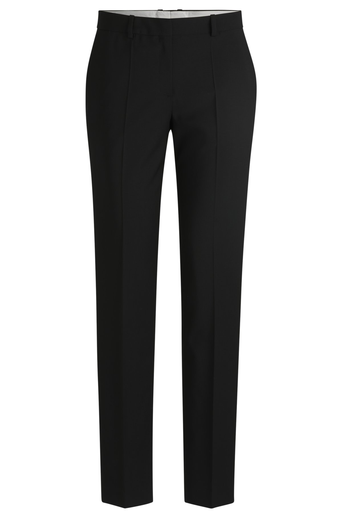 Regular-fit high-rise trousers in virgin wool, Black