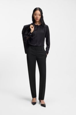 Regular-fit trousers in Italian-made virgin wool, Black