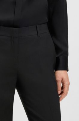Regular-Fit Hose aus in Italien gefertigter Schurwolle, Schwarz
