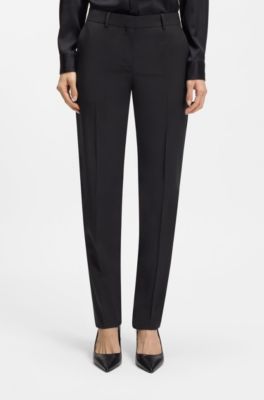 Regular-fit trousers in Italian-made virgin wool, Black
