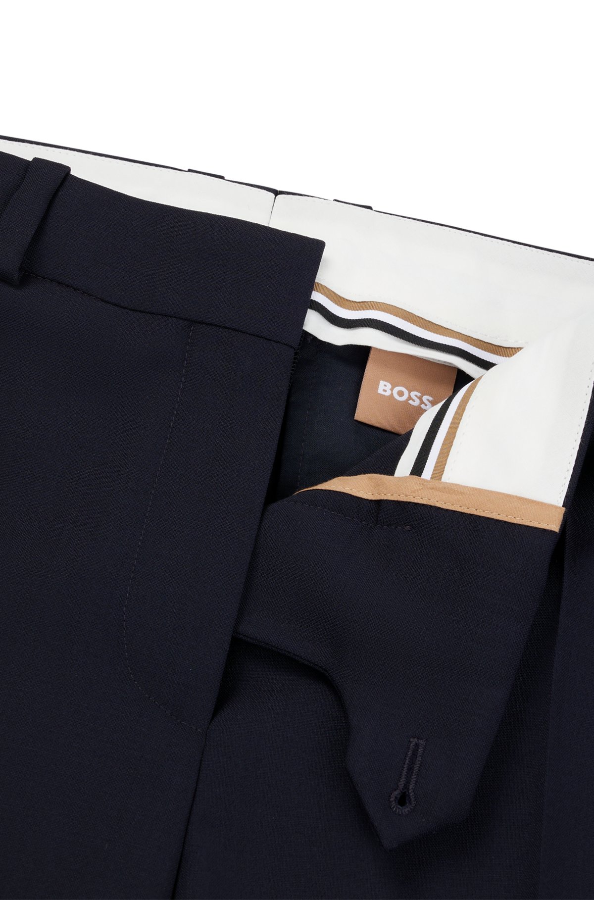 Regular-fit high-rise trousers in virgin wool, Dark Blue