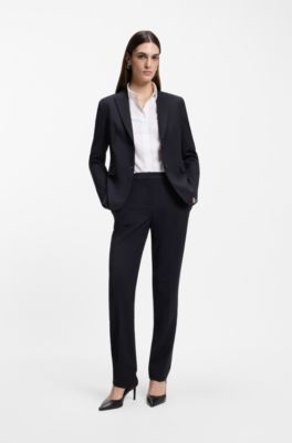 Regular-fit trousers in Italian-made virgin wool, Dark Blue