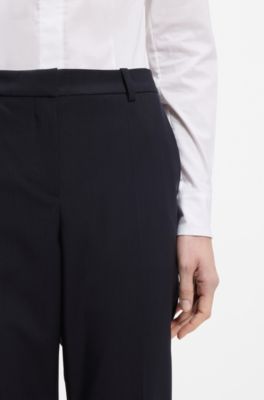 Regular-fit trousers in Italian-made virgin wool, Dark Blue