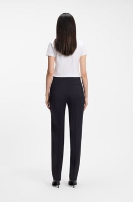 Pantaloni regular fit in lana vergine italiana, Blu scuro