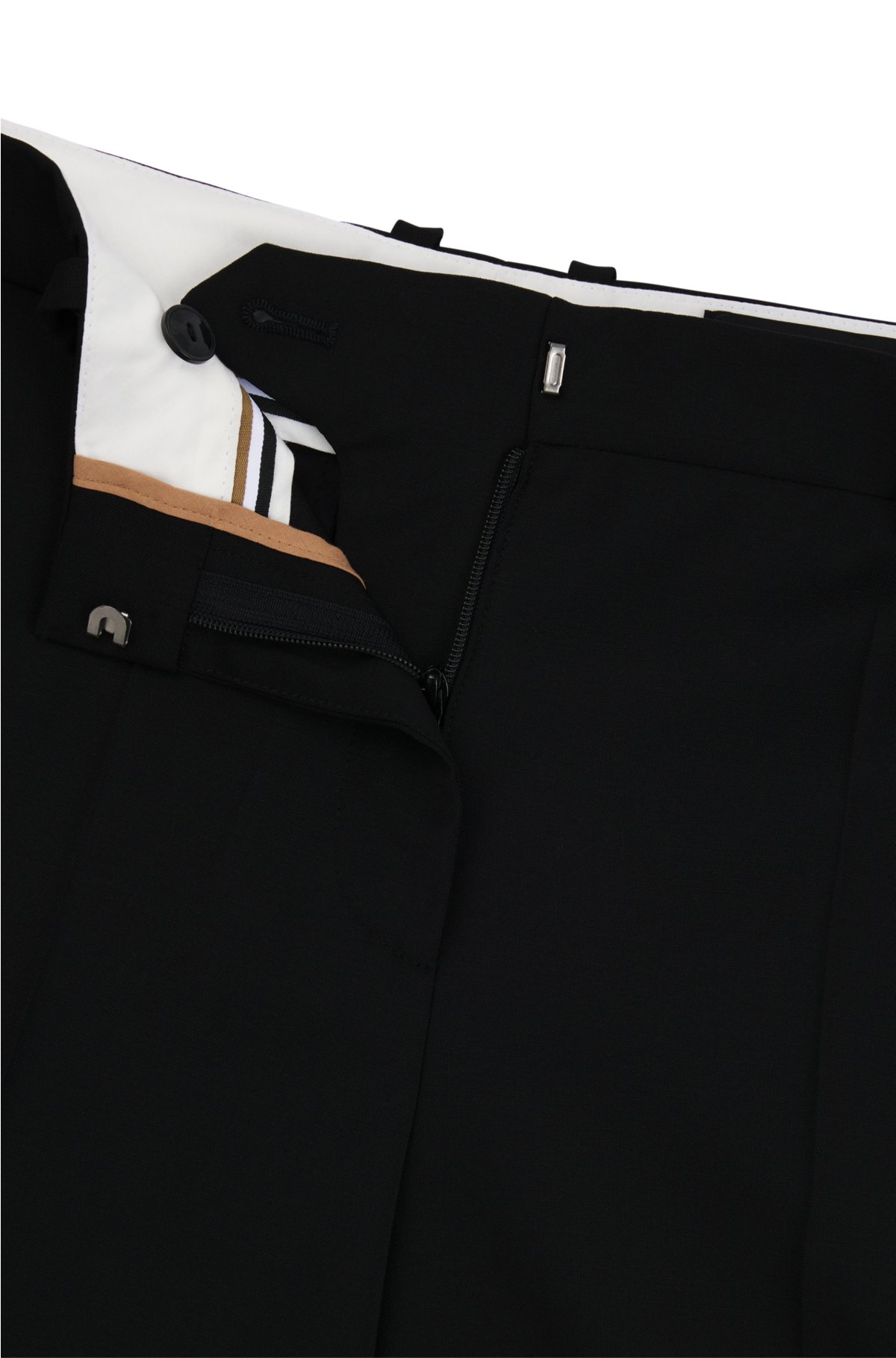 Regular-fit cropped trousers in virgin wool, Black