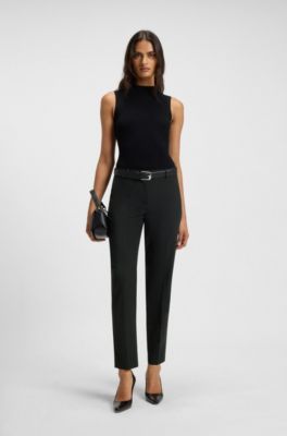 Regular-fit trousers in Italian-made virgin wool, Black
