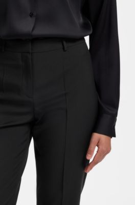 Regular-fit trousers in Italian-made virgin wool, Black