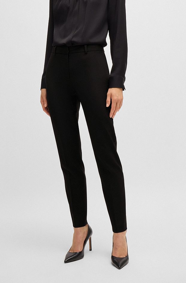Regular-fit trousers in virgin wool, Black