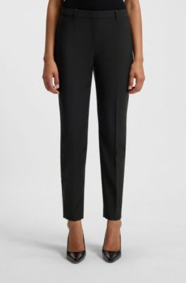 Regular-fit trousers in Italian-made virgin wool, Black
