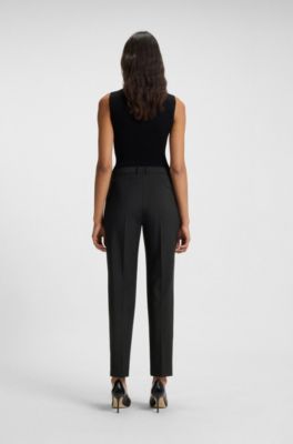 Regular-fit broek van in Itali&euml; vervaardigde scheerwol, Zwart