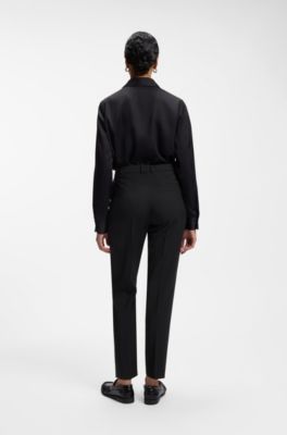 Regular-fit trousers in Italian-made virgin wool, Black