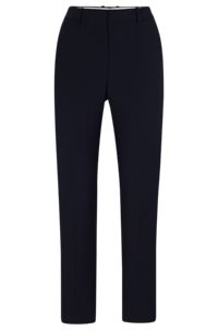 Regular-fit cropped trousers in virgin wool, Dark Blue