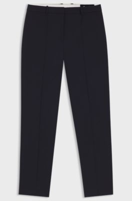 Regular-fit trousers in Italian-made virgin wool, Dark Blue