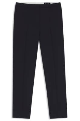 Hugo Boss Cropped Regular-fit Trousers In Responsible Wool In Dark Blue
