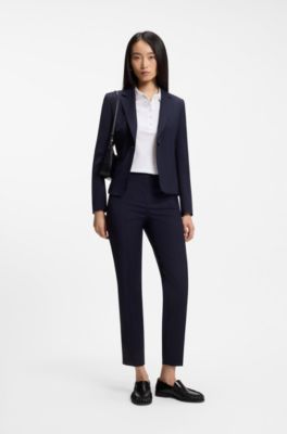 Regular-fit trousers in Italian-made virgin wool, Dark Blue