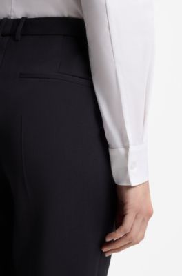 Regular-fit trousers in Italian-made virgin wool, Dark Blue