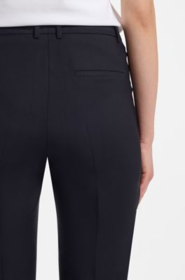 Regular-fit trousers in Italian-made virgin wool, Dark Blue