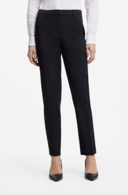 Regular-fit trousers in Italian-made virgin wool, Dark Blue