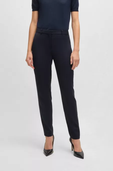 Regular-fit tapered-leg trousers in Italian virgin wool