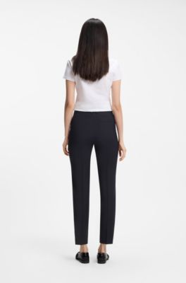 Regular-fit trousers in Italian-made virgin wool, Dark Blue