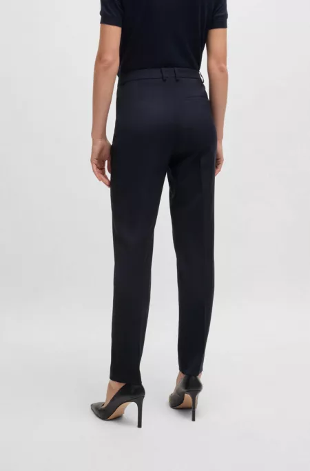 Regular-fit tapered-leg trousers in Italian virgin wool