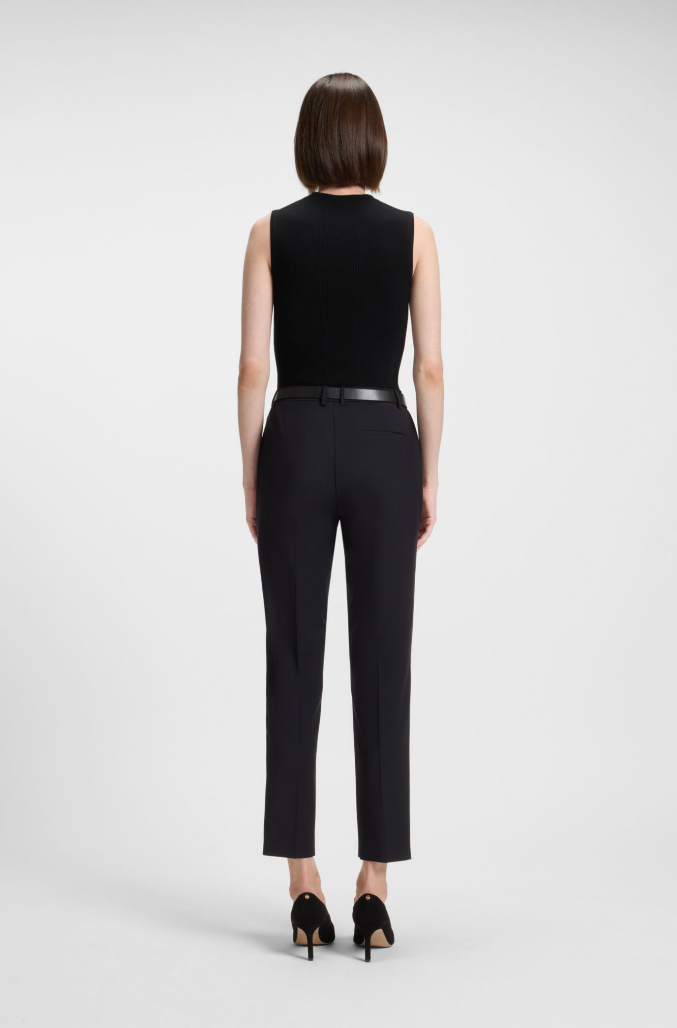 BOSS - Regular-fit tapered-leg trousers in Italian virgin