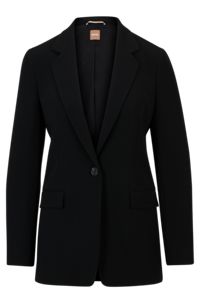 Regular-fit jacket in crease-resistant crepe, Black