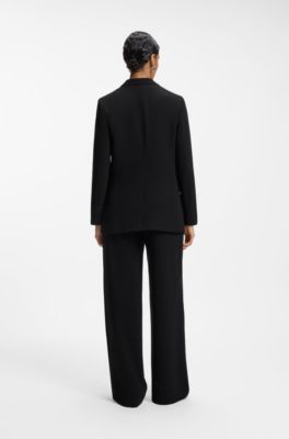Giacca regular fit in cr&ecirc;pe antipiega, Nero