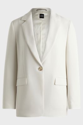 Veste Regular en cr&ecirc;pe infroissable, Blanc