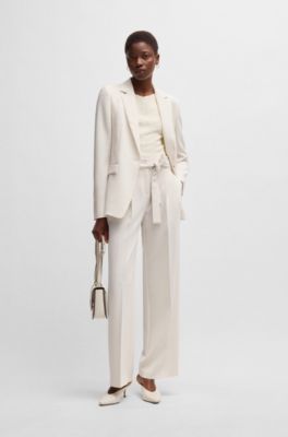 Veste Regular en cr&ecirc;pe infroissable, Blanc