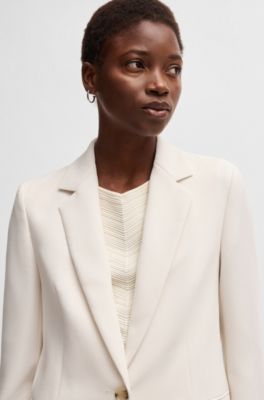 Regular-fit jacket in crease-resistant crepe, White