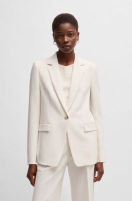 Regular-fit jacket in crease-resistant crepe, White
