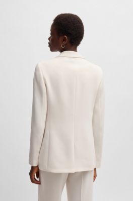 Veste Regular en cr&ecirc;pe infroissable, Blanc