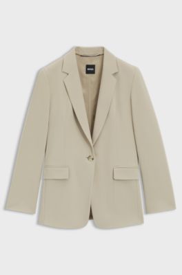 Giacca regular fit in cr&ecirc;pe antipiega, Beige chiaro