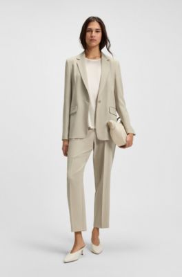 Giacca regular fit in cr&ecirc;pe antipiega, Beige chiaro