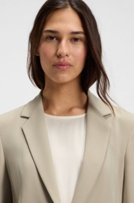 Regular-fit jacket in crease-resistant crepe, Light Beige