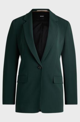 Regular-fit jacket in crease-resistant crepe, Dark Green