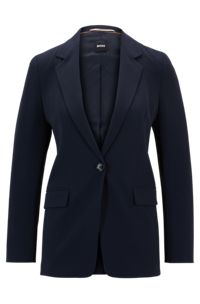 Regular-fit jacket in crease-resistant crepe, Dark Blue