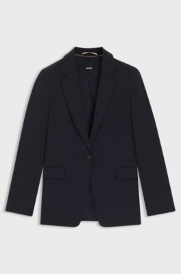 Regular-fit jacket in crease-resistant crepe, Dark Blue