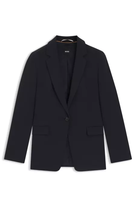 Regular-fit jacket in crease-resistant crepe
