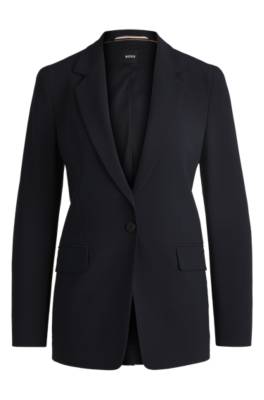 Hugo Boss Regular-fit Jacket In Crease-resistant Crepe In Blue