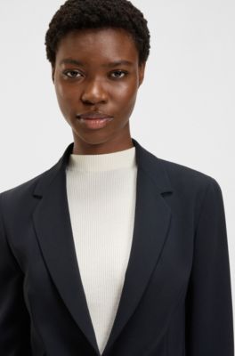 Regular-fit jacket in crease-resistant crepe, Dark Blue